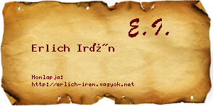 Erlich Irén névjegykártya